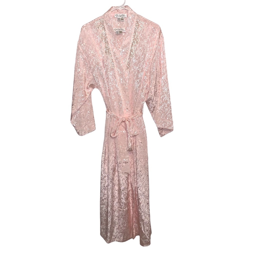 Vintage Pink Oscar De La Renta Night Gown Robe Set Size Large